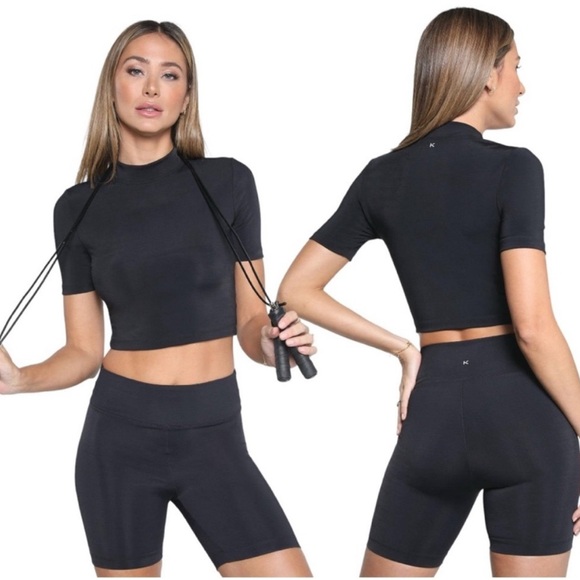 Koral Black Fitted Crop Top - Picture 2 of 5